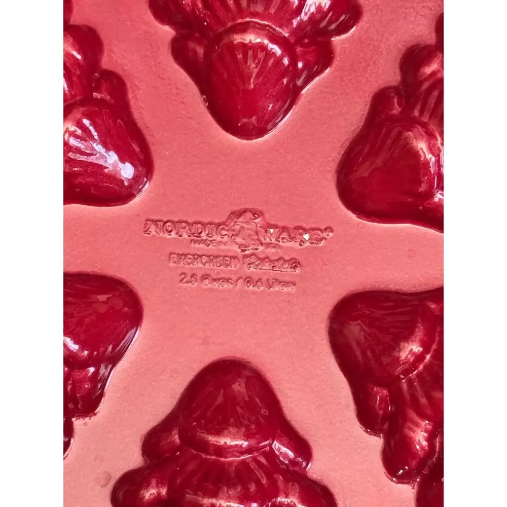 Nordic Ware Evergreen Holiday Tree Cakelet Pan in Red Enamel